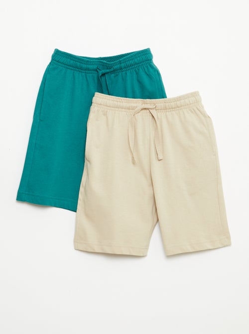 Pack de 2 calções de jersey de algodão lisos - Kiabi