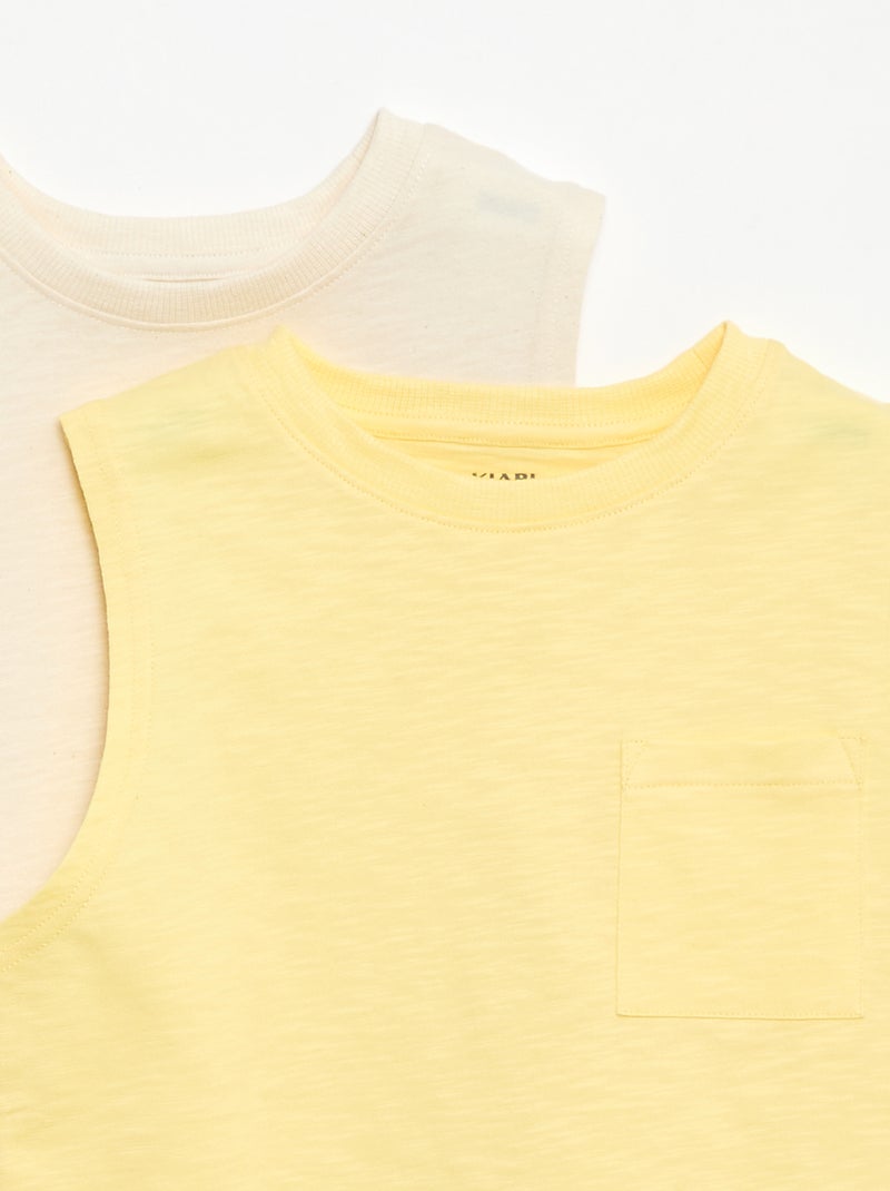 Pack de 2 camisolas de alças com bolso no peito Amarelo - Kiabi