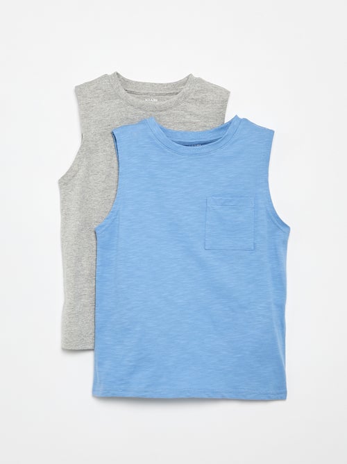 Pack de 2 camisolas de alças com bolso no peito - Kiabi