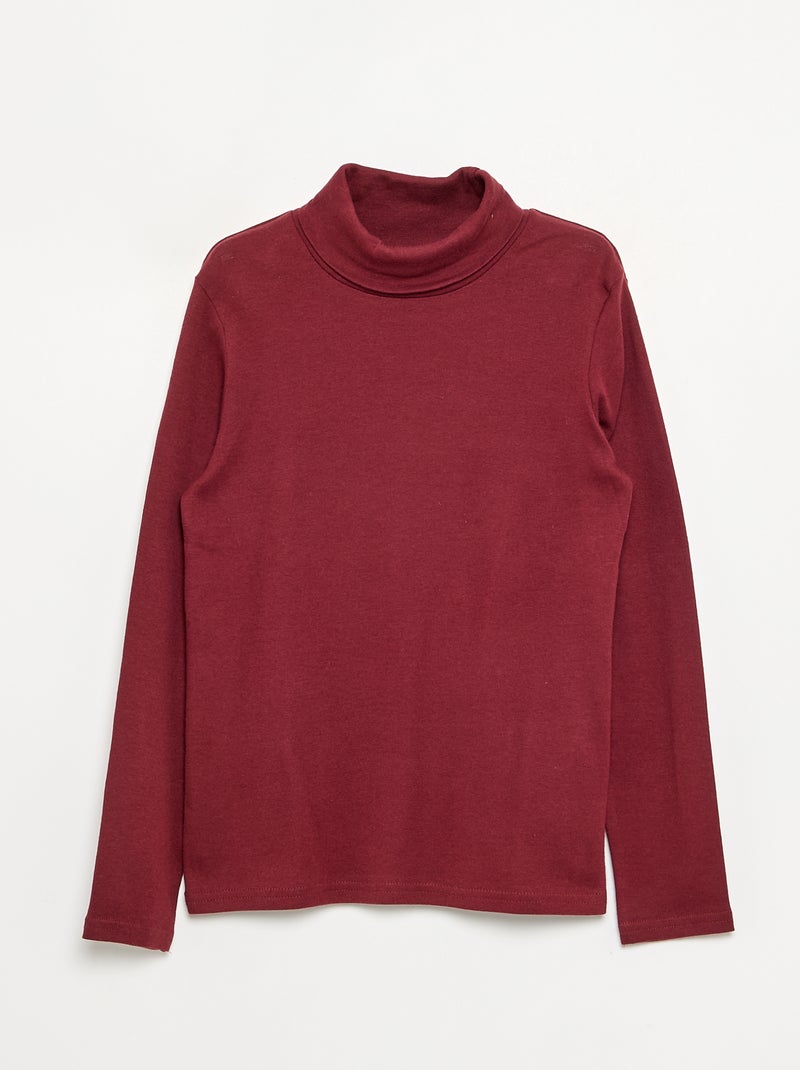 Pack de 2 camisolas de gola alta lisas Vermelho - Kiabi