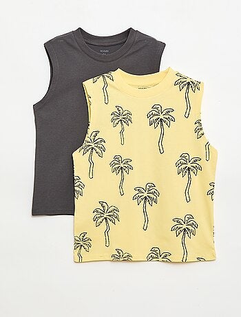 Pack de 2 camisolas sem mangas com gola redonda