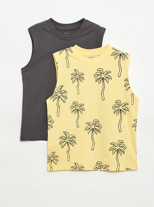 Pack de 2 camisolas sem mangas com gola redonda - Kiabi