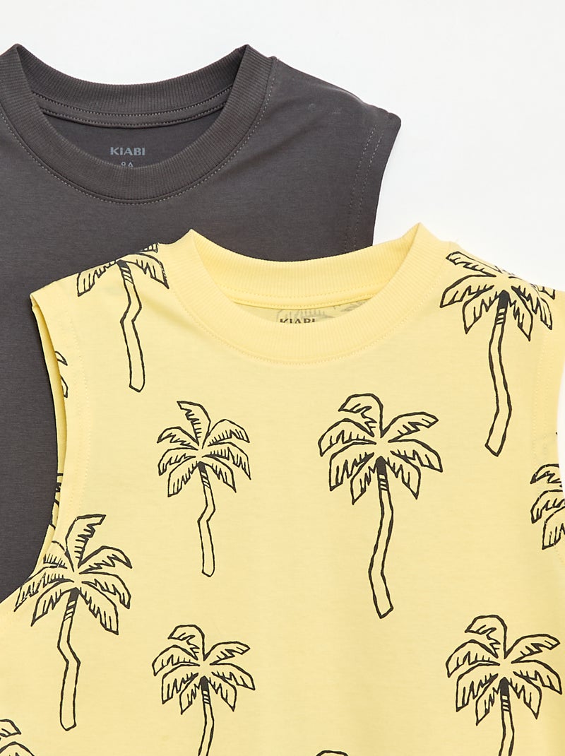 Pack de 2 camisolas sem mangas com gola redonda Amarelo - Kiabi