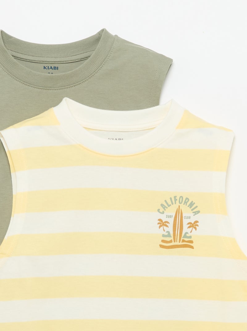 Pack de 2 camisolas sem mangas com gola redonda Amarelo - Kiabi