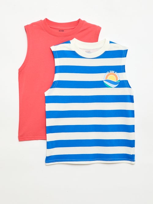 Pack de 2 camisolas sem mangas com gola redonda - Kiabi