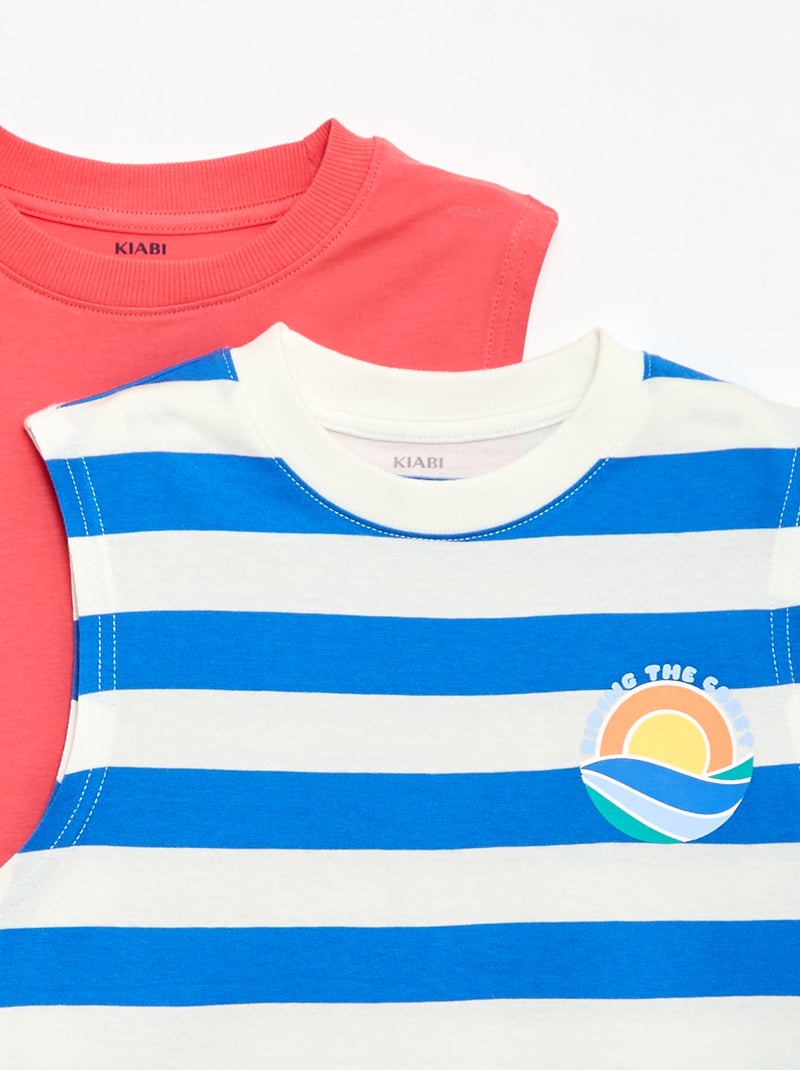 Pack de 2 camisolas sem mangas com gola redonda Azul - Kiabi