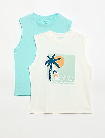 Pack de 2 camisolas sem mangas com gola redonda