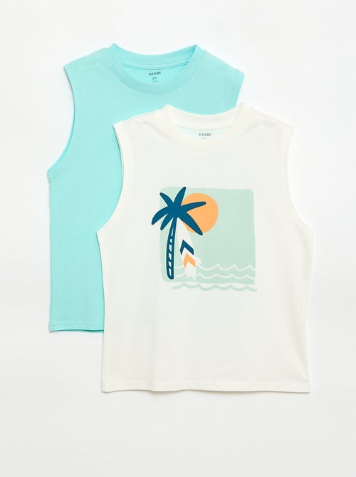 Pack de 2 camisolas sem mangas com gola redonda - Kiabi