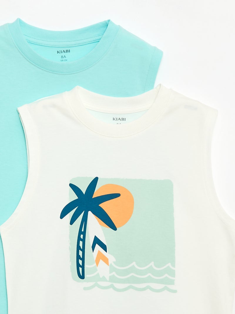Pack de 2 camisolas sem mangas com gola redonda Branco - Kiabi