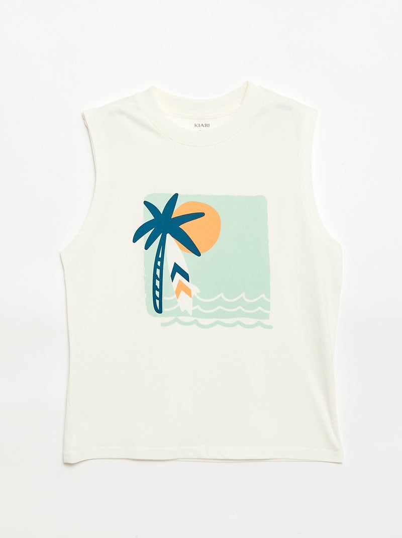 Pack de 2 camisolas sem mangas com gola redonda Branco - Kiabi
