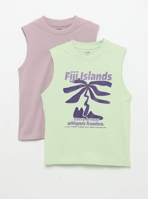 Pack de 2 camisolas sem mangas com gola redonda - Kiabi