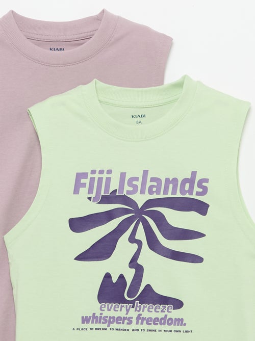 Pack de 2 camisolas sem mangas com gola redonda - Kiabi