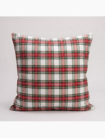 Pack de 2 capas de almofada de natal em algodão, fio dourado em relevo, padrão tartan - gamusi