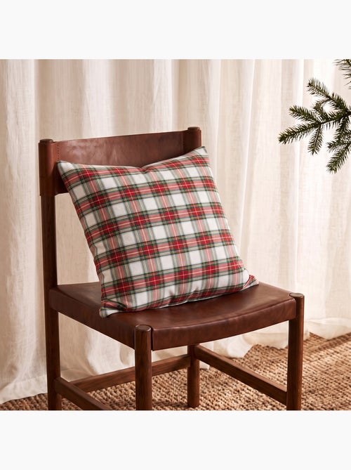 Pack de 2 capas de almofada de natal em algodão, fio dourado em relevo, padrão tartan - gamusi - Kiabi