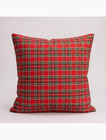 Pack de 2 capas de almofada de natal em algodão, fio dourado em relevo, padrão tartan - gamusi