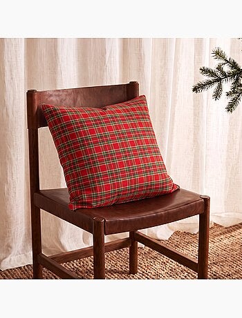 Pack de 2 capas de almofada de natal em algodão, fio dourado em relevo, padrão tartan - gamusi