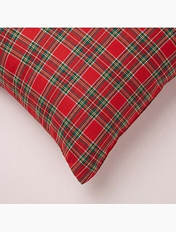 Pack de 2 capas de almofada de natal em algodão, fio dourado em relevo, padrão tartan - gamusi