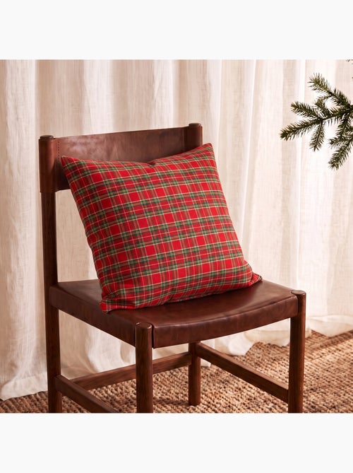 Pack de 2 capas de almofada de natal em algodão, fio dourado em relevo, padrão tartan - gamusi - Kiabi