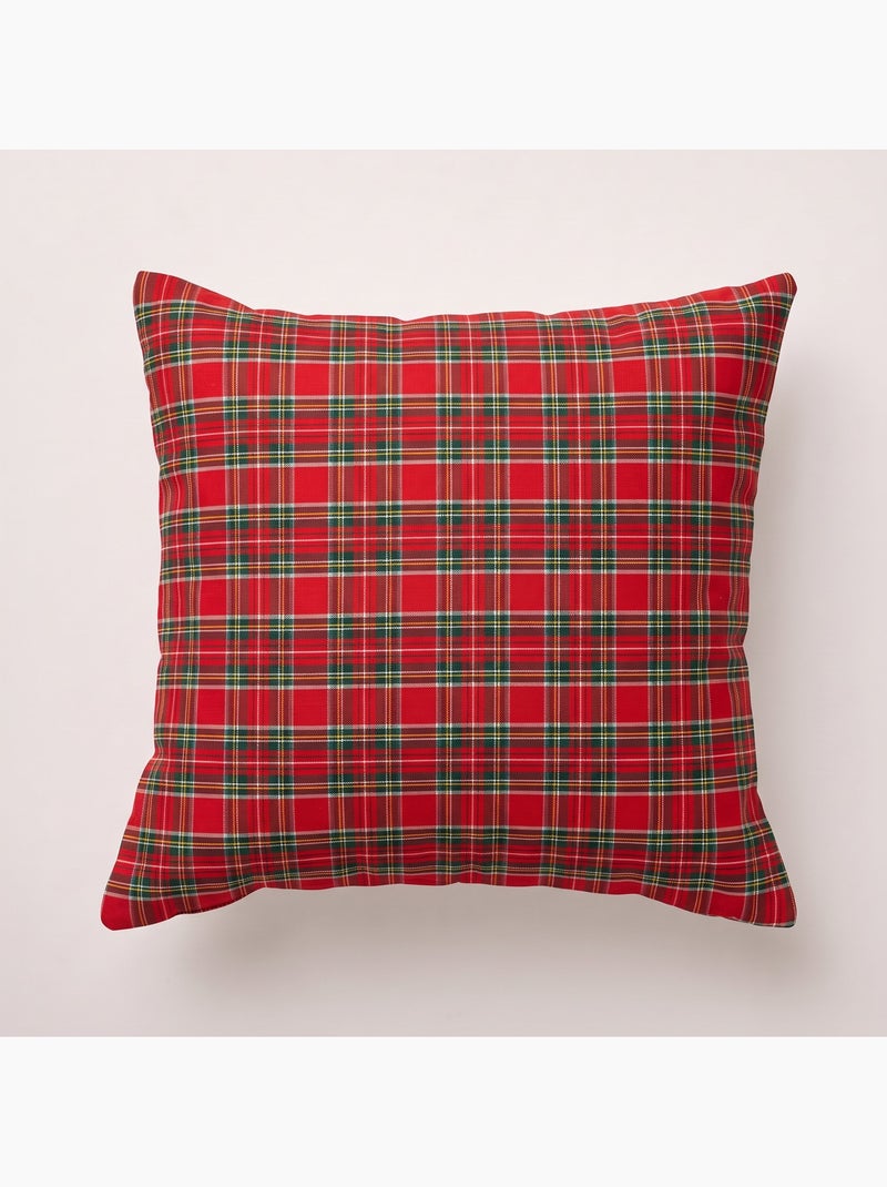 Pack de 2 capas de almofada de natal em algodão, fio dourado em relevo, padrão tartan - gamusi Vermelho - Kiabi