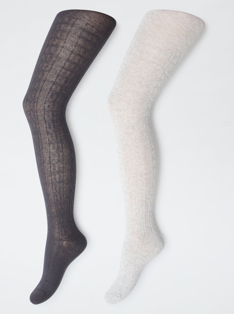 Pack de 2 collants em algodão Cinza - Kiabi