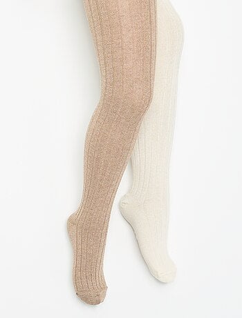 Pack de 2 collants em malha canelada