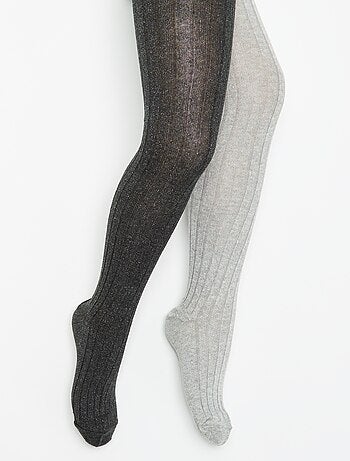 Pack de 2 collants em malha canelada