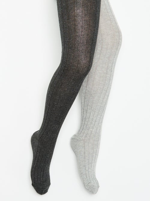 Pack de 2 collants em malha canelada - Kiabi Pack de 2 collants em malha canelada - Kiabi