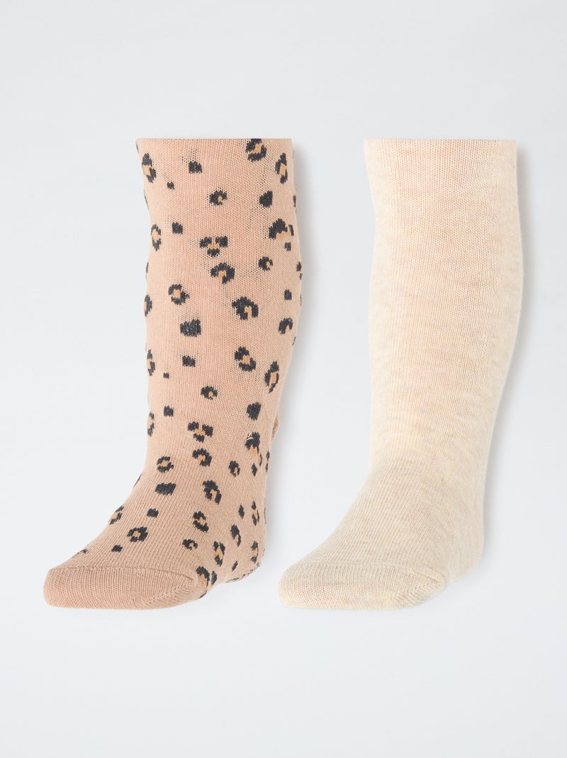 Pack de 2 collants quentes em jersey Castanho - Kiabi