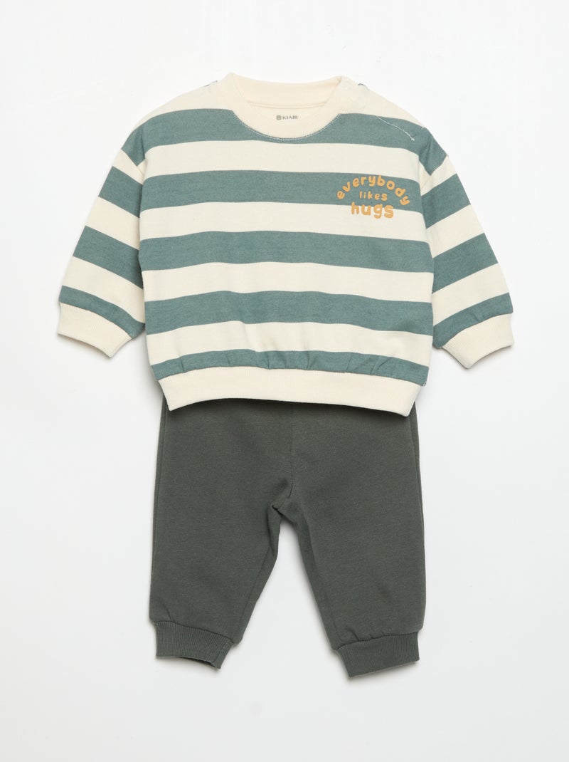 Pack de 2 conjuntos de 2 peças - sweatshirt + calças Bege - Kiabi