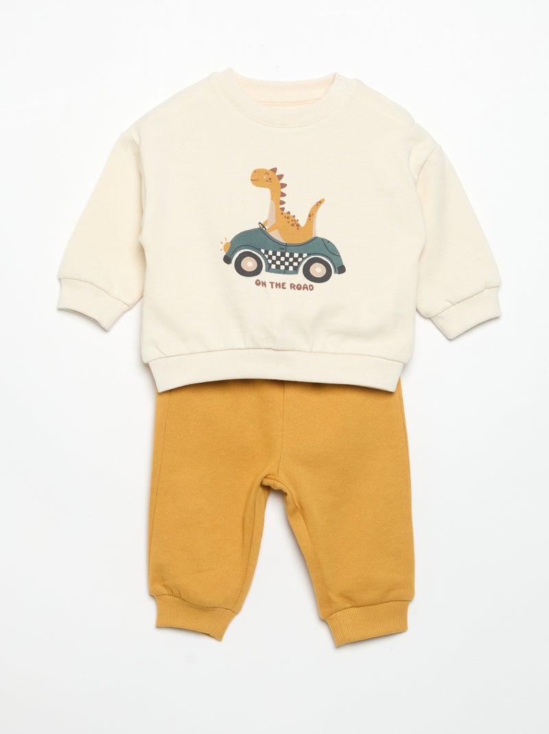 Pack de 2 conjuntos de 2 peças - sweatshirt + calças Bege - Kiabi