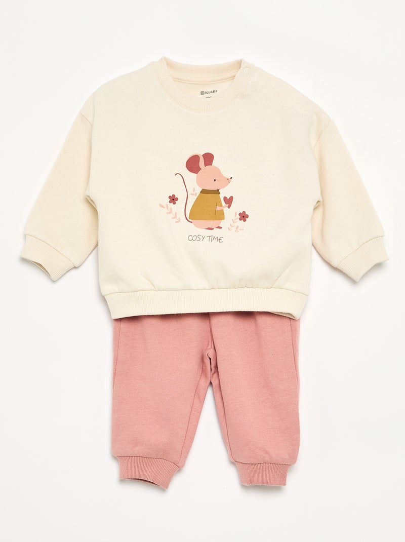 Pack de 2 conjuntos de 2 peças - sweatshirt + calças Branco - Kiabi