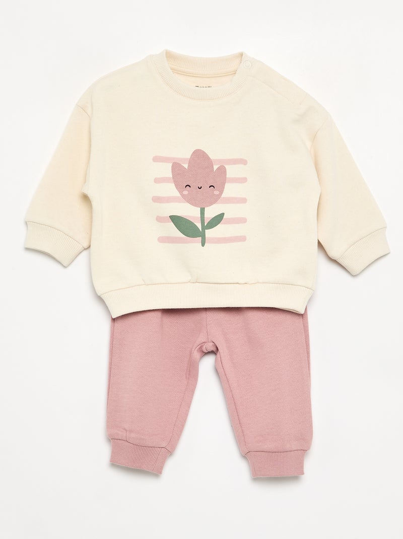 Pack de 2 conjuntos de 2 peças - sweatshirt + calças Branco - Kiabi