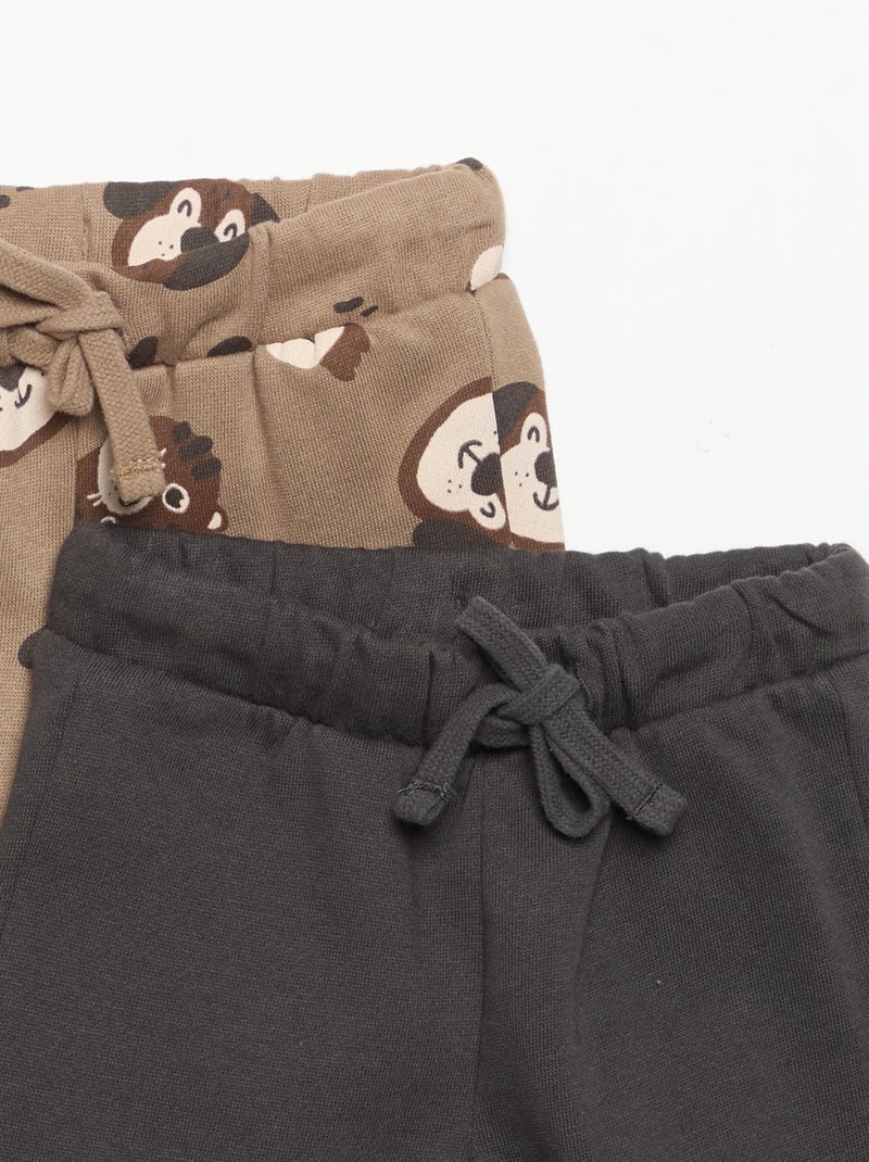 Pack de 2 conjuntos de 2 peças - sweatshirt + calças Castanho - Kiabi