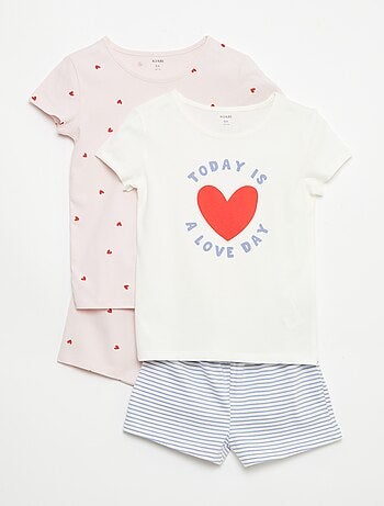 Pack de 2 conjuntos de pijama curto em jersey de algodão