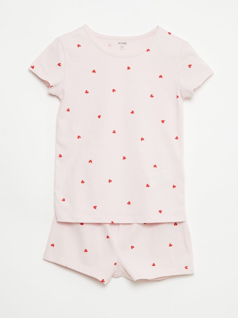 Pack de 2 conjuntos de pijama curto em jersey de algodão Rosa - Kiabi