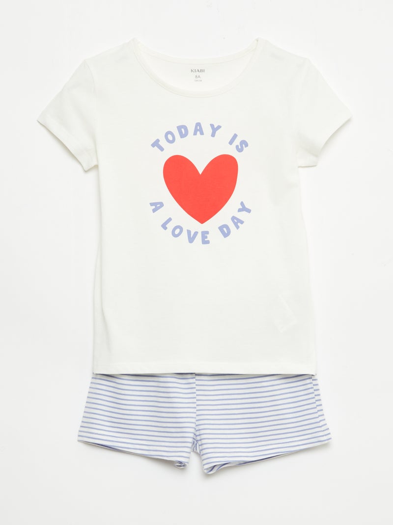 Pack de 2 conjuntos de pijama curto em jersey de algodão Rosa - Kiabi
