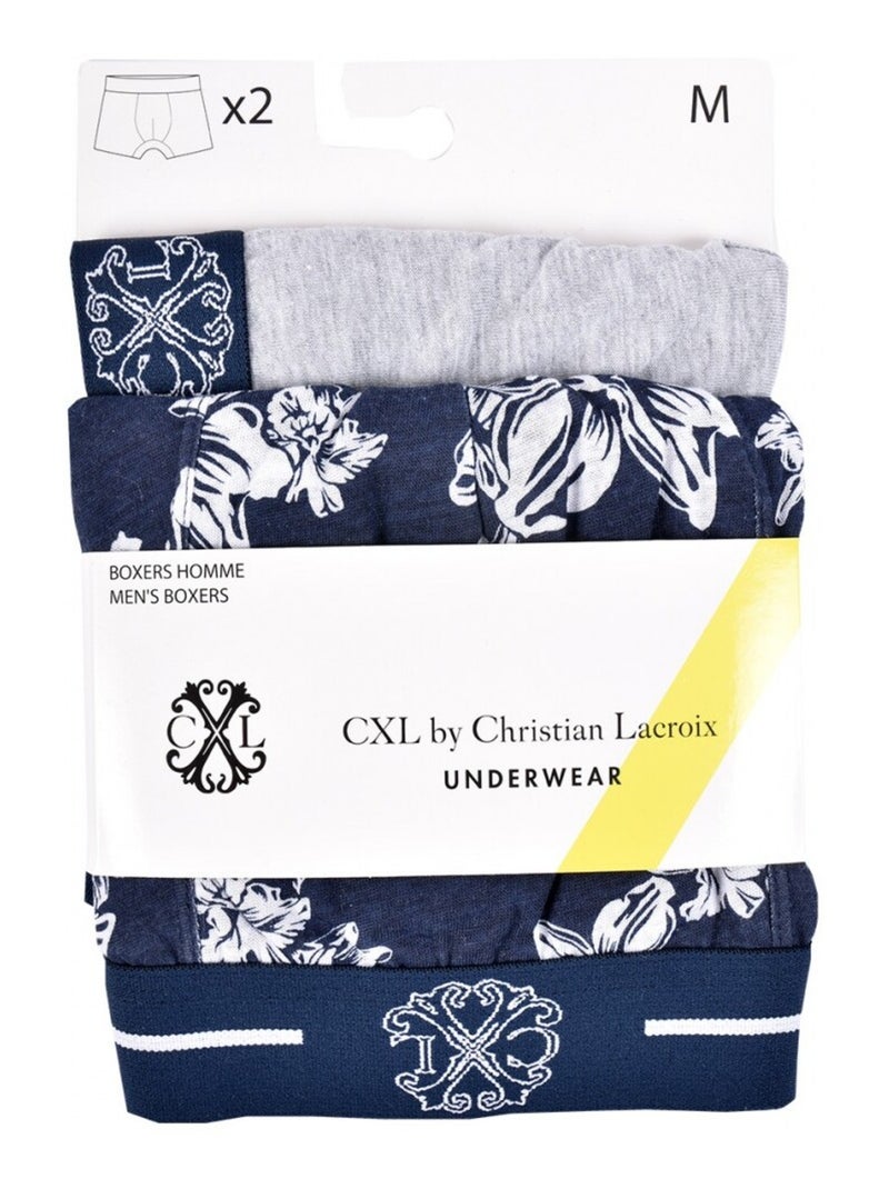Pack de 2 Cuecas Boxer CXL By LACROIX Cinza azul-marinho branco - Kiabi