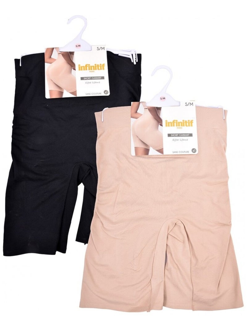Pack de 2 Cuecas Mulher INFINITIF Preto Multicolorido - Kiabi