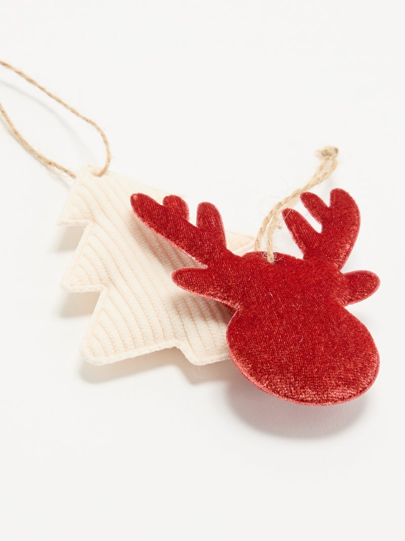 Pack de 2 decorações de Natal em feltro Vermelho - Kiabi