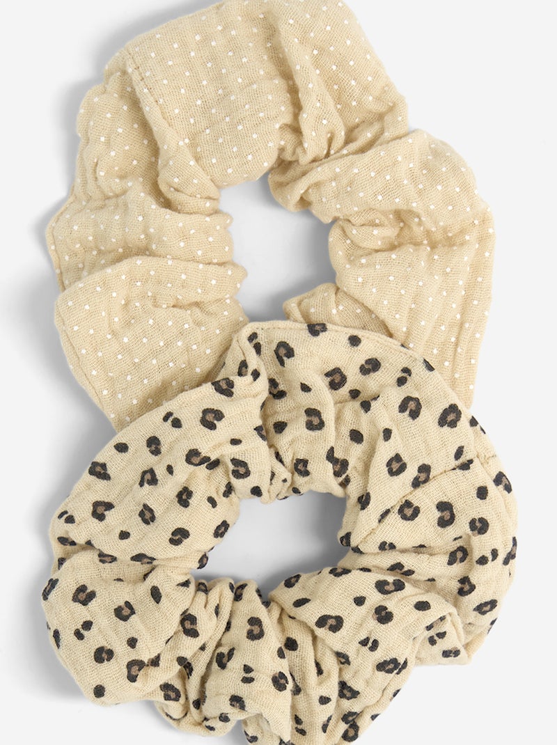 Pack de 2 elásticos de cabelo estampados Bege - Kiabi