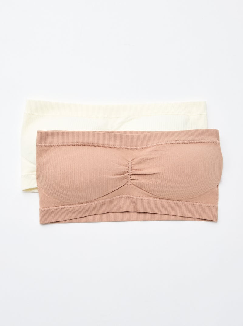 Pack de 2 faixas caneladas sem costuras Bege - Kiabi