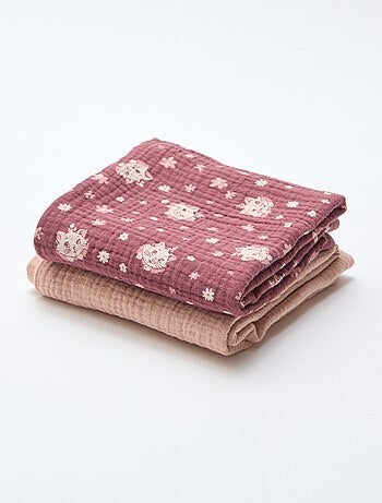 Pack de 2 fraldas de musselina 'Disney' 'Marie' em gaze dupla de algodão 60x60 cm