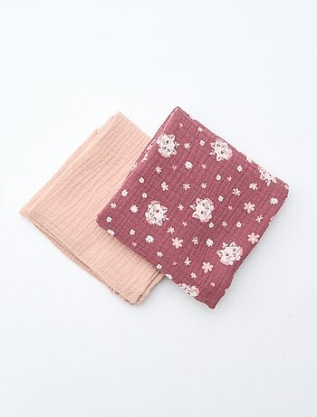 Pack de 2 fraldas de musselina 'Disney' 'Marie' em gaze dupla de algodão 60x60 cm