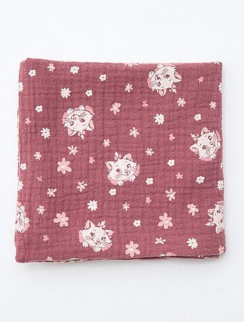 Pack de 2 fraldas de musselina 'Disney' 'Marie' em gaze dupla de algodão 60x60 cm