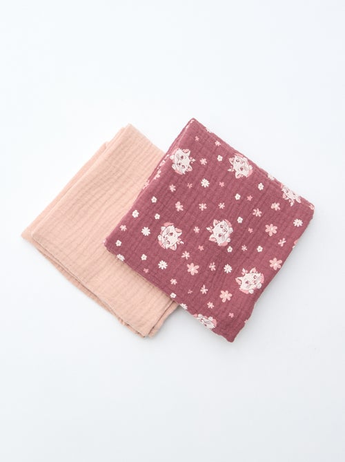 Pack de 2 fraldas de musselina 'Disney' 'Marie' em gaze dupla de algodão 60x60 cm - Kiabi