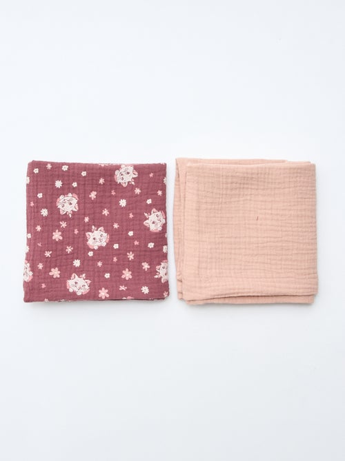 Pack de 2 fraldas de musselina 'Disney' 'Marie' em gaze dupla de algodão 60x60 cm - Kiabi