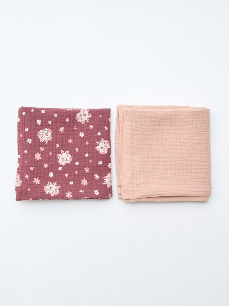 Pack de 2 fraldas de musselina 'Disney' 'Marie' em gaze dupla de algodão 60x60 cm Vermelho - Kiabi
