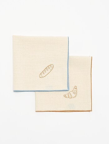 Pack de 2 guardanapos de mesa bordados