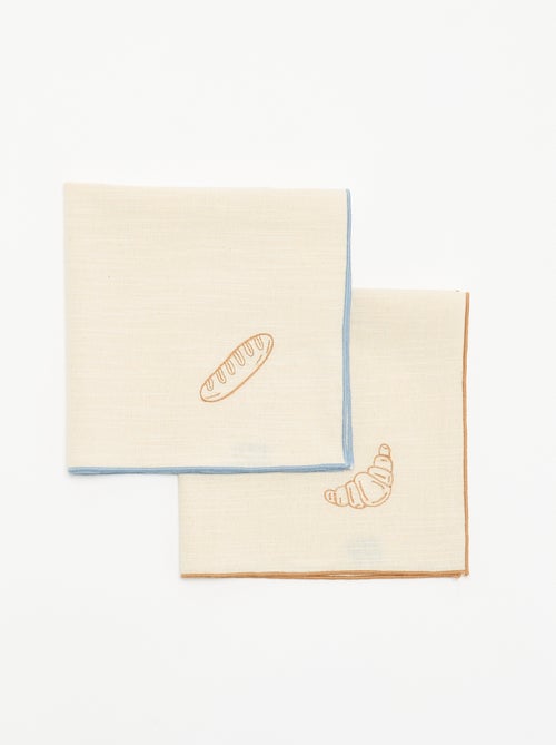 Pack de 2 guardanapos de mesa bordados - Kiabi Pack de 2 guardanapos de mesa bordados - Kiabi