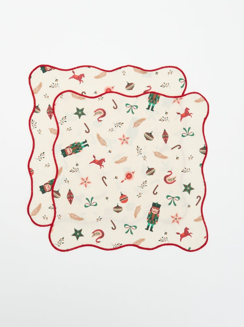 Pack de 2 guardanapos de mesa estampados 'Natal' - KIABI Home Cru - Kiabi